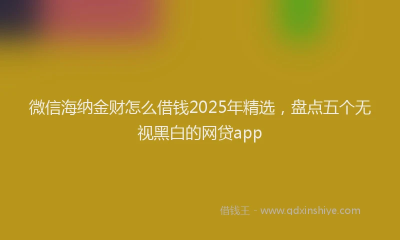 微信海纳金财怎么借钱2025年精选，盘点五个无视黑白的网贷app