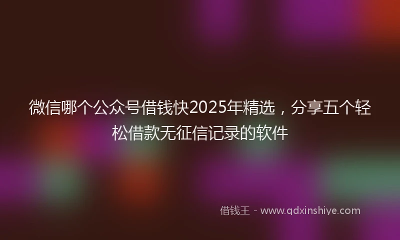 微信哪个公众号借钱快2025年精选，分享五个轻松借款无征信记录的软件