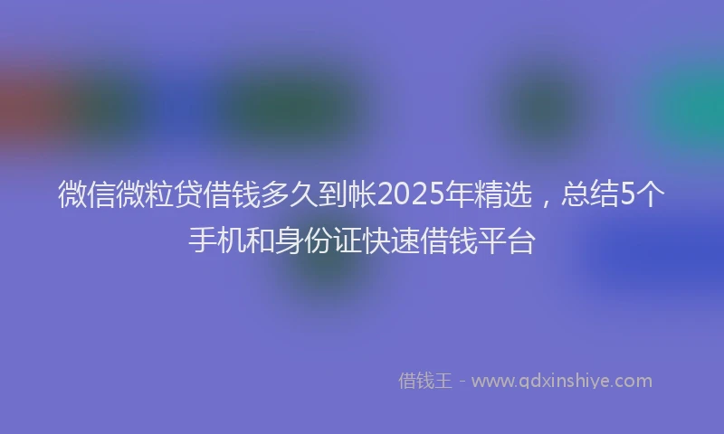 微信微粒贷借钱多久到帐2025年精选，总结5个手机和身份证快速借钱平台