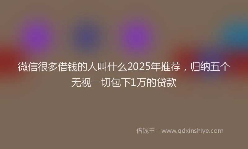 微信很多借钱的人叫什么2025年推荐，归纳五个无视一切包下1万的贷款