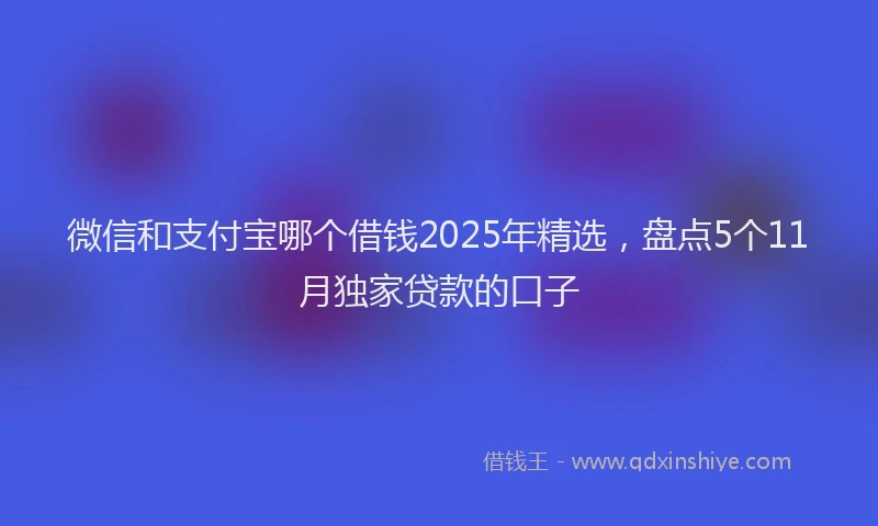 微信和支付宝哪个借钱2025年精选，盘点5个11月独家贷款的口子