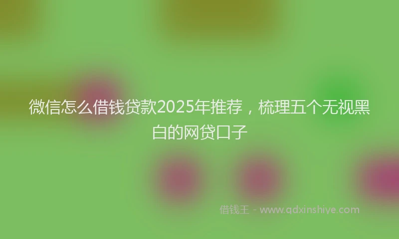 微信怎么借钱贷款2025年推荐，梳理五个无视黑白的网贷口子