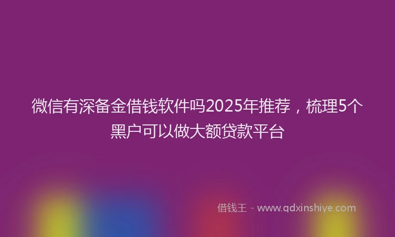 微信有深备金借钱软件吗2025年推荐，梳理5个黑户可以做大额贷款平台