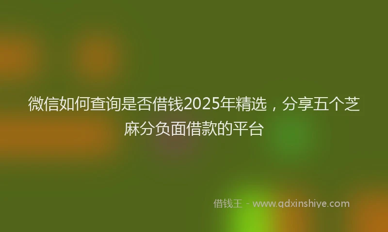 微信如何查询是否借钱2025年精选，分享五个芝麻分负面借款的平台