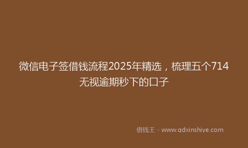 微信电子签借钱流程2025年精选，梳理五个714无视逾期秒下的口子