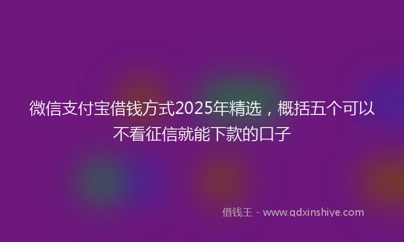 微信支付宝借钱方式2025年精选，概括五个可以不看征信就能下款的口子