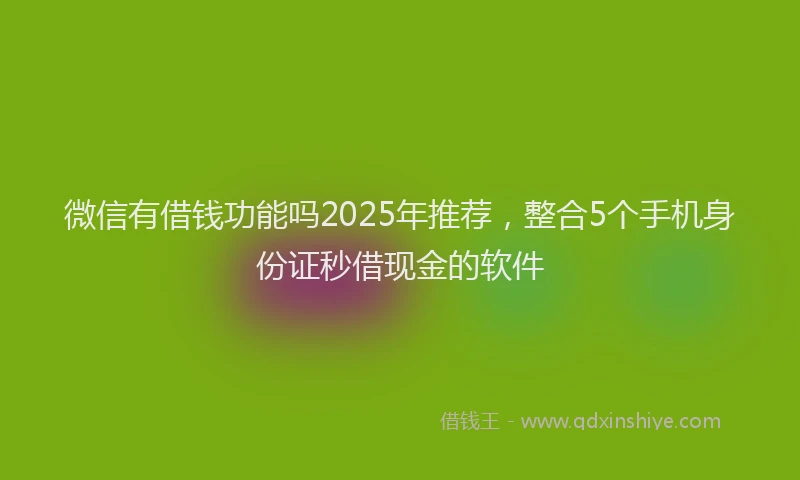 微信有借钱功能吗2025年推荐，整合5个手机身份证秒借现金的软件