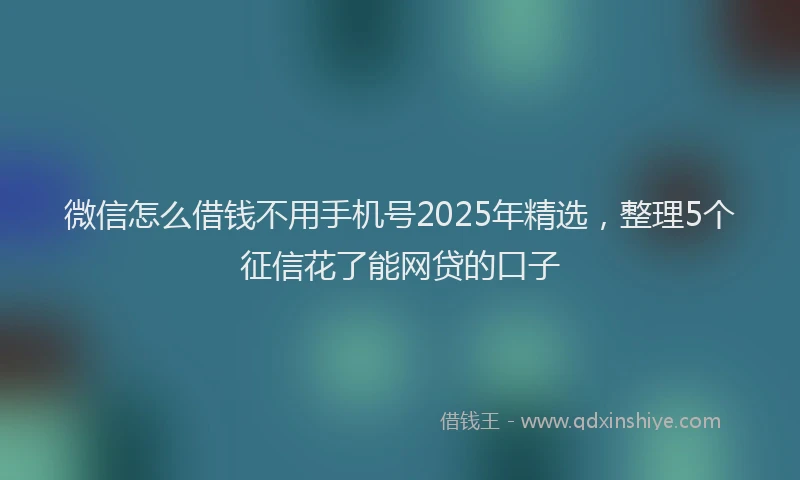 微信怎么借钱不用手机号2025年精选，整理5个征信花了能网贷的口子