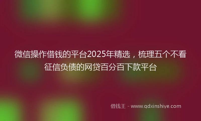 微信操作借钱的平台2025年精选，梳理五个不看征信负债的网贷百分百下款平台