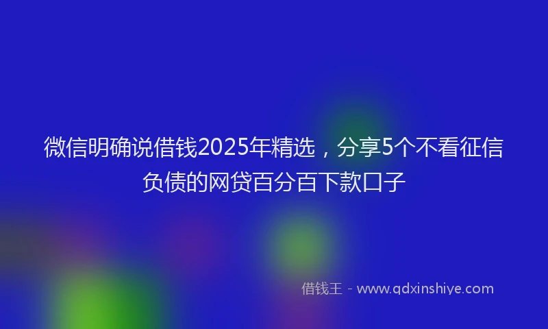 微信明确说借钱2025年精选，分享5个不看征信负债的网贷百分百下款口子