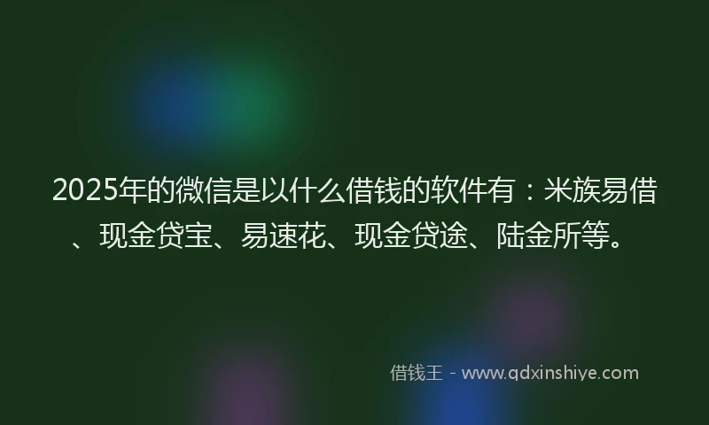 2025年的微信是以什么借钱的软件有：米族易借、现金贷宝、易速花、现金贷途、陆金所等。