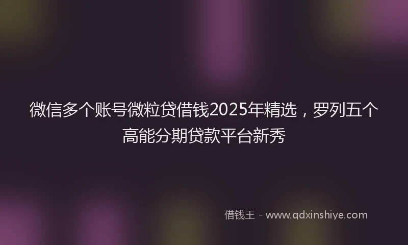 微信多个账号微粒贷借钱2025年精选，罗列五个高能分期贷款平台新秀