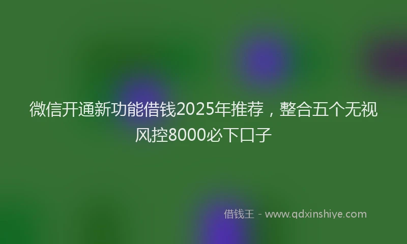 微信开通新功能借钱2025年推荐，整合五个无视风控8000必下口子