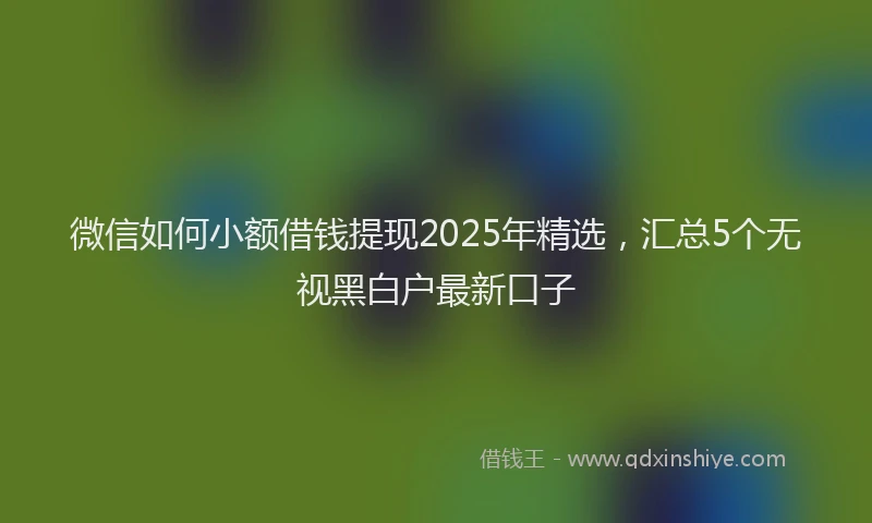 微信如何小额借钱提现2025年精选，汇总5个无视黑白户最新口子