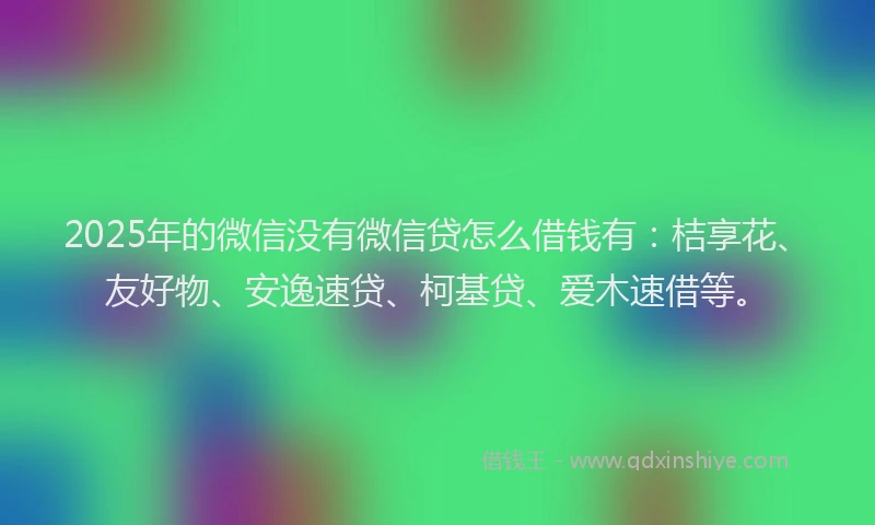 2025年的微信没有微信贷怎么借钱有：桔享花、友好物、安逸速贷、柯基贷、爱木速借等。