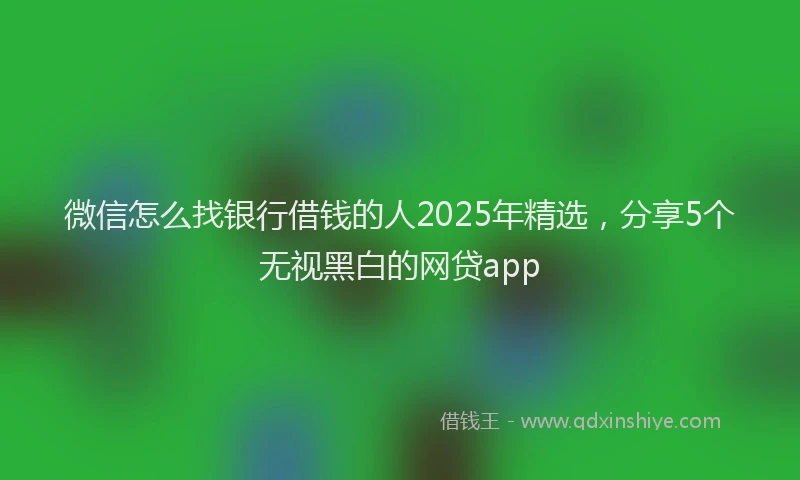 微信怎么找银行借钱的人2025年精选，分享5个无视黑白的网贷app