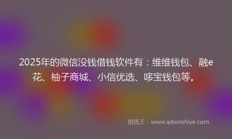 2025年的微信没钱借钱软件有：维维钱包、融e花、柚子商城、小信优选、哆宝钱包等。