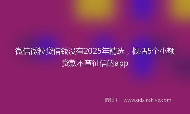 微信微粒贷借钱没有2025年精选，概括5个小额贷款不查征信的app