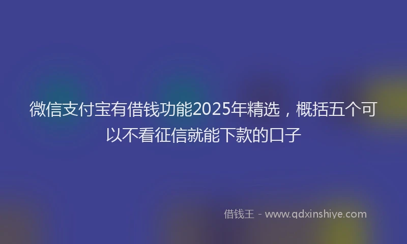 微信支付宝有借钱功能2025年精选，概括五个可以不看征信就能下款的口子