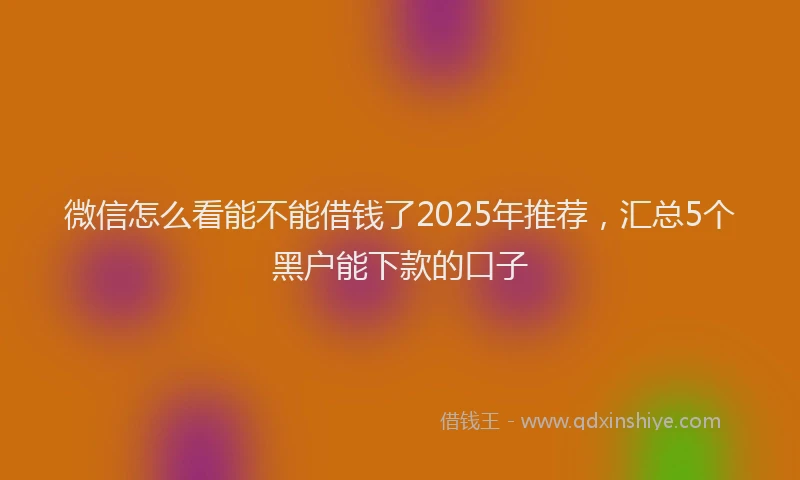 微信怎么看能不能借钱了2025年推荐，汇总5个黑户能下款的口子