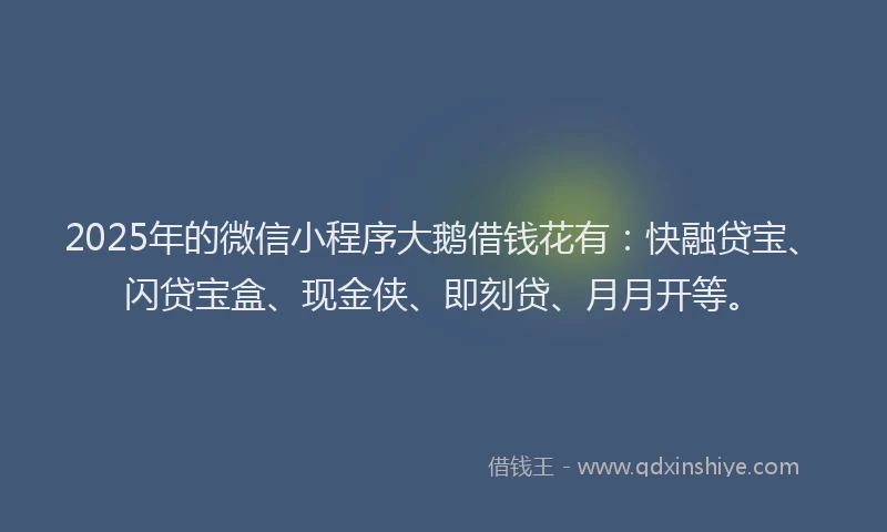 2025年的微信小程序大鹅借钱花有：快融贷宝、闪贷宝盒、现金侠、即刻贷、月月开等。