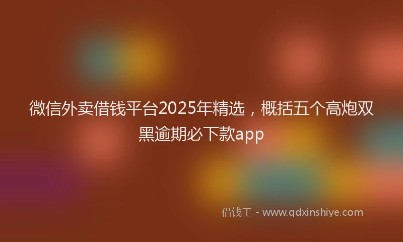微信外卖借钱平台2025年精选，概括五个高炮双黑逾期必下款app
