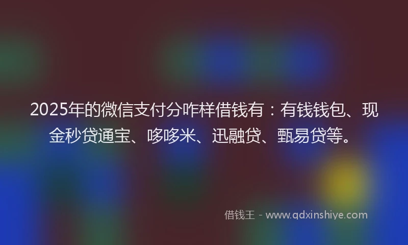 2025年的微信支付分咋样借钱有：有钱钱包、现金秒贷通宝、哆哆米、迅融贷、甄易贷等。