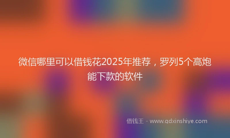 微信哪里可以借钱花2025年推荐，罗列5个高炮能下款的软件