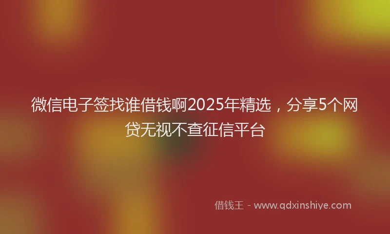 微信电子签找谁借钱啊2025年精选，分享5个网贷无视不查征信平台