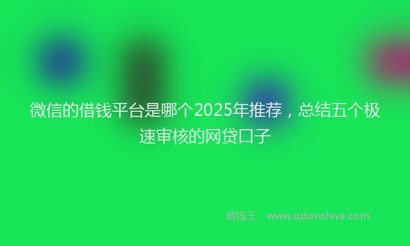 微信的借钱平台是哪个2025年推荐，总结五个极速审核的网贷口子