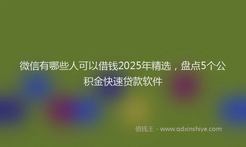 微信有哪些人可以借钱2025年精选，盘点5个公积金快速贷款软件