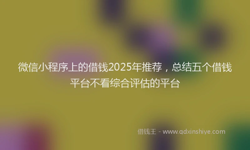 微信小程序上的借钱2025年推荐，总结五个借钱平台不看综合评估的平台