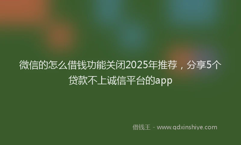 微信的怎么借钱功能关闭2025年推荐，分享5个贷款不上诚信平台的app