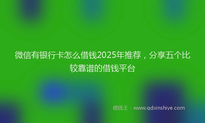 微信有银行卡怎么借钱2025年推荐，分享五个比较靠谱的借钱平台