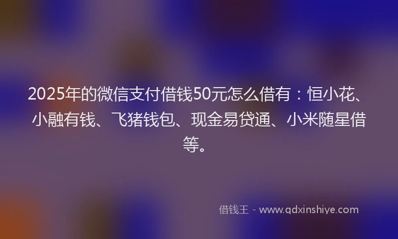 2025年的微信支付借钱50元怎么借有：恒小花、小融有钱、飞猪钱包、现金易贷通、小米随星借等。