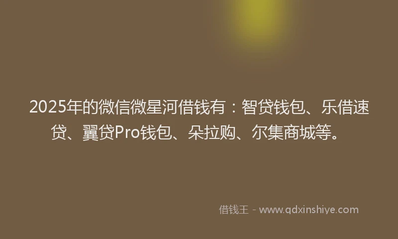 2025年的微信微星河借钱有：智贷钱包、乐借速贷、翼贷Pro钱包、朵拉购、尔集商城等。