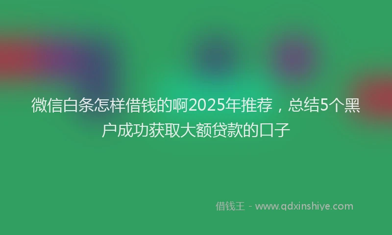 微信白条怎样借钱的啊2025年推荐，总结5个黑户成功获取大额贷款的口子