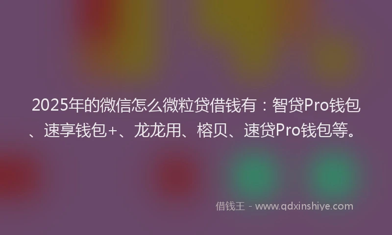 2025年的微信怎么微粒贷借钱有：智贷Pro钱包、速享钱包+、龙龙用、榕贝、速贷Pro钱包等。