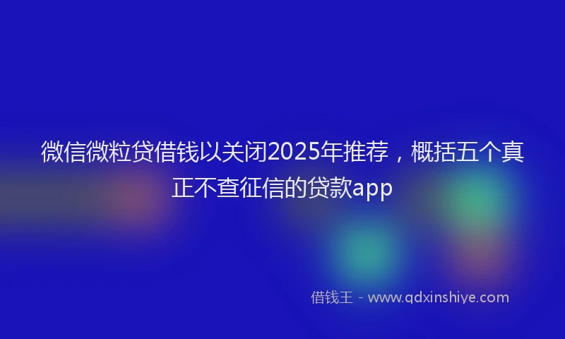 微信微粒贷借钱以关闭2025年推荐，概括五个真正不查征信的贷款app