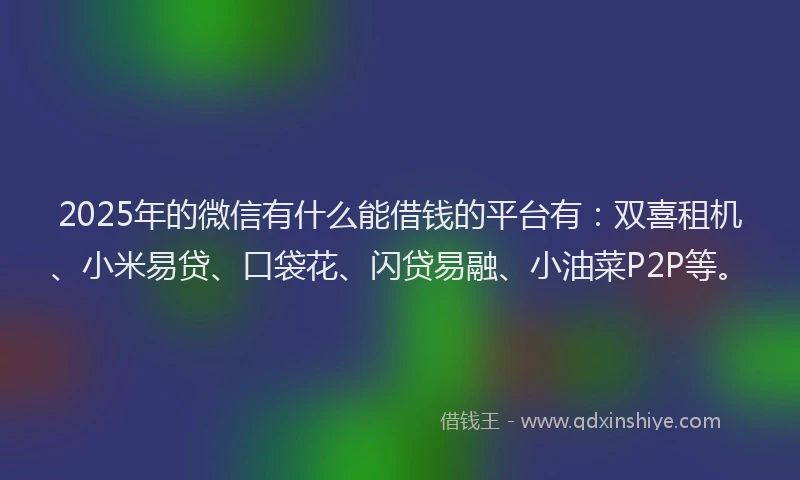 2025年的微信有什么能借钱的平台有：双喜租机、小米易贷、口袋花、闪贷易融、小油菜P2P等。