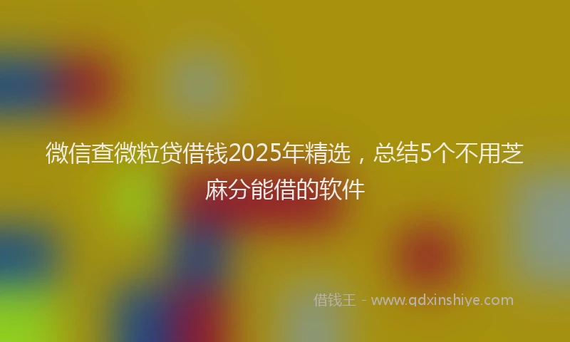 微信查微粒贷借钱2025年精选，总结5个不用芝麻分能借的软件