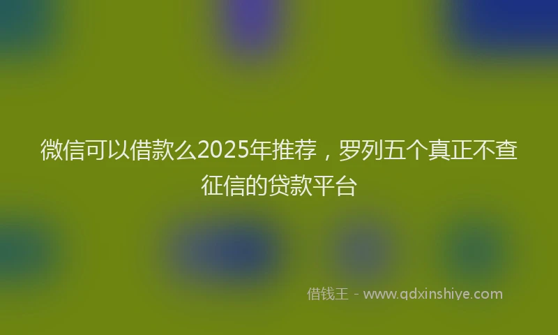 微信可以借款么2025年推荐，罗列五个真正不查征信的贷款平台