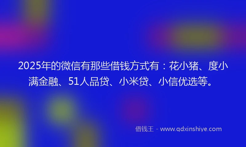 2025年的微信有那些借钱方式有：花小猪、度小满金融、51人品贷、小米贷、小信优选等。