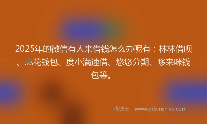 2025年的微信有人来借钱怎么办呢有：林林借呗、惠花钱包、度小满速借、悠悠分期、哆来咪钱包等。