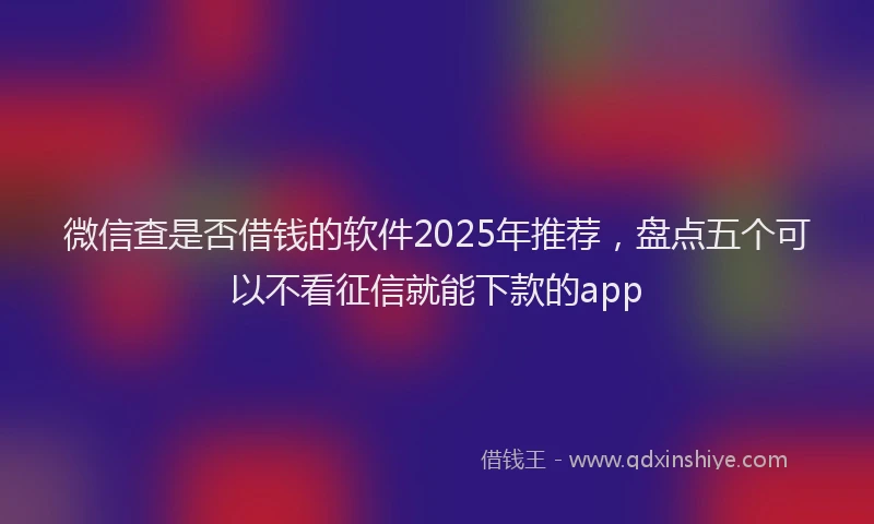 微信查是否借钱的软件2025年推荐，盘点五个可以不看征信就能下款的app