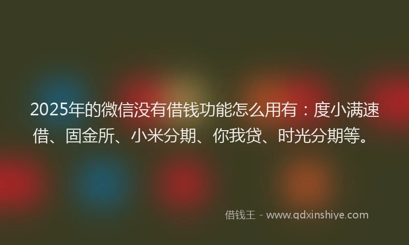 2025年的微信没有借钱功能怎么用有：度小满速借、固金所、小米分期、你我贷、时光分期等。