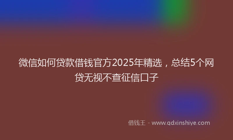 微信如何贷款借钱官方2025年精选，总结5个网贷无视不查征信口子