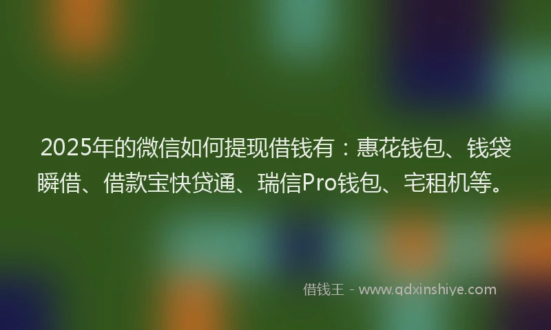 2025年的微信如何提现借钱有：惠花钱包、钱袋瞬借、借款宝快贷通、瑞信Pro钱包、宅租机等。