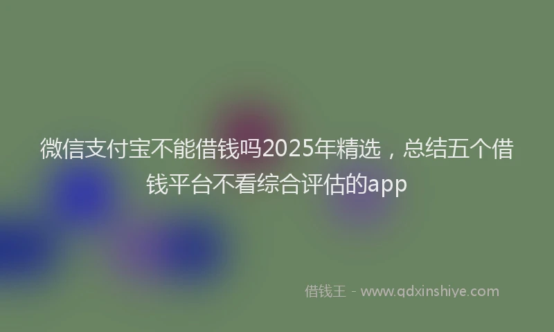 微信支付宝不能借钱吗2025年精选，总结五个借钱平台不看综合评估的app