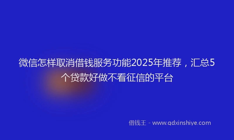 微信怎样取消借钱服务功能2025年推荐，汇总5个贷款好做不看征信的平台